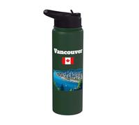 Vancouver Voyage souvenir Canada City lover drapeau canadien Stainless Steel Insulated Water Bottle