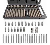 Vandal Lot de 40 douilles Torx à dents multiples XZN Spline à denture interne à 12 pans T20 T25 T30 T40 T45 T50 T55 H4 H5 H6 H7 H8 H10 H12 M5 M6 M8 M8 M8 10 M1 Mallette de 2 1/2 3/8"