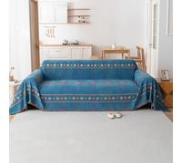 VanderHOME Bohème Housse De Canapé,Multifonction Jeté de Canapé Grande Taille, Réversible Couvre Canapé Jete de Canape Polyvalente 180 * 300cm-Bleu