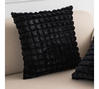 VanderHOME Doux Peluche Courte Décoratif Housses de Coussin Canapé Doux Lisse Peluche Carré Taie d'oreiller Boheme Taie d'oreiller Decoration pour Jardin Maison Salon Chambre 45x45cm Noir