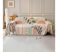 VanderHOME Géométrique Art Housse de canapé,Multifonction Jeté de Canapé Grande Taille, Réversible Couvre Canapé Jete de Canape Polyvalente 180 * 300cm-feuilles d'été