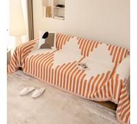 VanderHOME Grand Plaid et Couvre-lit en Chenille, Plaid Canape, Lavable Jeté de canapé, Jete de canape avec Franges Délicates,Protege Canape, Couvre Canapé d'angle 180 * 320cm-Orange