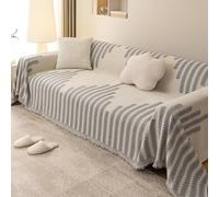 VanderHOME Grand Plaid et Couvre-lit en Chenille, Plaid Canape, Lavable Jeté de canapé, Jete de canape avec Franges Délicates,Protege Canape, Couvre Canapé d'angle 180 * 300cm-Gris Clair