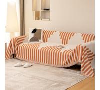VanderHOME Grand Plaid et Couvre-lit en Chenille, Plaid Canape, Lavable Jeté de canapé, Jete de canape avec Franges Délicates,Protege Canape, Couvre Canapé d'angle 180 * 260cm-Orange