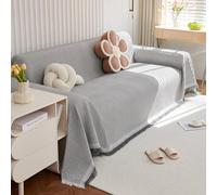 VanderHOME Grand Plaid et Couvre-lit en Gaufré, Protege Canape, Lavable Jeté de canapé, Jete de canape avec Franges Délicates 180 * 180cm-Gris