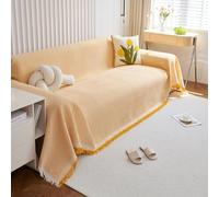 VanderHOME Grand Plaid et Couvre-lit en Gaufré, Protege Canape, Lavable Jeté de canapé, Jete de canape avec Franges Délicates 180 * 340cm-Jaune