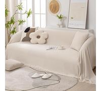 VanderHOME Housse Canapé Imperméable, Couverture Canape Respirante Et Confortable, Plaid Canape Grande Taille Antidérapant, Protection Canape 180 * 380cm-Blanc