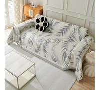 VanderHOME Housse de canapé à Motif Botanique Plaid Canape Multifonction Chenille Jete de Canape Grande Taille avec Frange, Jeté de lit ou Réversible Jeté de canapé 180 * 260cm-Gris