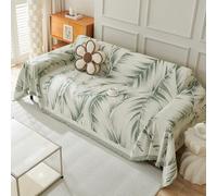 VanderHOME Housse de canapé à Motif Botanique Plaid Canape Multifonction Chenille Jete de Canape Grande Taille avec Frange, Jeté de lit ou Réversible Jeté de canapé 180 * 420cm-Vert