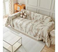 VanderHOME Housse de canapé à Motif Botanique Plaid Canape Multifonction Chenille Jete de Canape Grande Taille avec Frange, Jeté de lit ou Réversible Jeté de canapé 180 * 260cm-Kaki