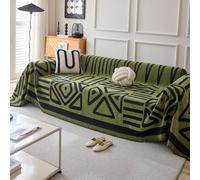 VanderHOME Housse de canapé Bohémien, Jete de Canape Réversible, Housse de lit, canapé, Housse pour Meubles de canapé, Convient aux Enfants, Chiens, Chats 180 * 340cm-Vert foncé