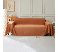 VanderHOME Housse de canapé en Chenille, Housse de canapé Multifonctionnelle, Couverture de canapé Lavable en Machine de Couleur Unie avec Glands Décoratifs 230 * 260cm-Orange