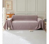 VanderHOME Housse de canapé en Chenille, Housse de canapé Multifonctionnelle, Couverture de canapé Lavable en Machine de Couleur Unie avec Glands Décoratifs 230 * 180cm-Rose