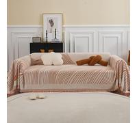 VanderHOME Housse de canapé en Chenille, Multifonctionnel Jete de Canape, Couverture de Canapé Décorative Universelle à Pompons,Plaid Canape Plaid pour Canapé 180 * 130cm Orange A