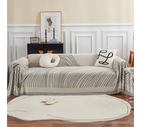 VanderHOME Housse de canapé en Chenille, Multifonctionnel Jete de Canape, Couverture de Canapé Décorative Universelle à Pompons,Plaid Canape Plaid pour Canapé 180 * 260cm Gris