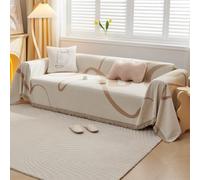 VanderHOME Housse de canapé en Chenille, Multifonctionnel Jete de Canape, Couverture de Canapé Décorative Universelle à Pompons,Plaid Canape Plaid pour Canapé 180 * 300cm Kaki