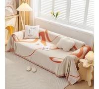 VanderHOME Housse de canapé en Chenille, Multifonctionnel Jete de Canape, Couverture de Canapé Décorative Universelle à Pompons,Plaid Canape Plaid pour Canapé 180 * 130cm Miel Orange