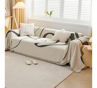 VanderHOME Housse de canapé en Chenille, Multifonctionnel Jete de Canape, Couverture de Canapé Décorative Universelle à Pompons,Plaid Canape Plaid pour Canapé 180 * 180cm Gris foncé