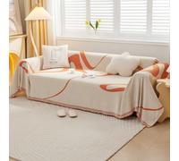 VanderHOME Housse de canapé en Chenille, Multifonctionnel Jete de Canape, Couverture de Canapé Décorative Universelle à Pompons,Plaid Canape Plaid pour Canapé 180 * 130cm Miel Orange