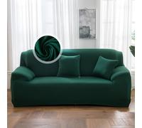 VanderHOME Housse de canapé - Protection Totale Élastique Couleur Unie Résistant, Moderne Couvre Canapé 2 Places, Protection Canape (2 siège, Vert foncé)