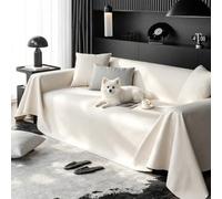 VanderHOME Housse de Canapé Souple Housse pour Canapé Imperméable Housse de Canape 3 Places Couvre Canapé Antidérapante Convient Aux Animaux Domestiques Enfants 205 * 380cm-Beige(1 PC)