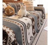 VanderHOME Housse de Canapé Style Bohème, Couverture Canapé Chenille Haute Grammage, Motif Élégant, Chaud Et Durable, Parfaite pour Salon Chambre Et Décoration Maison 180 * 230cm-Marron foncé