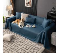 VanderHOME Housse Imperméable Canapé, Plaid Imperméable，Entretien sans Lavagedesign Minimaliste en Couleurs Unies，Antidérapante, Protection Canape Chat Anti Griffe 210 * 180cm-Bleu