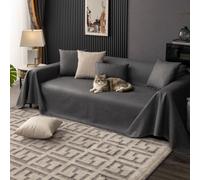 VanderHOME Housse Imperméable Canapé, Plaid Imperméable，Entretien sans Lavagedesign Minimaliste en Couleurs Unies，Antidérapante, Protection Canape Chat Anti Griffe 210 * 260cm-Gris