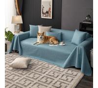 VanderHOME Housse Imperméable Canapé, Plaid Imperméable，Entretien sans Lavagedesign Minimaliste en Couleurs Unies，Antidérapante, Protection Canape Chat Anti Griffe 210 * 130cm-Bleu Clair