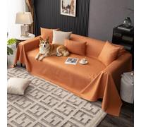 VanderHOME Housse Imperméable Canapé, Plaid Imperméable，Entretien sans Lavagedesign Minimaliste en Couleurs Unies，Antidérapante, Protection Canape Chat Anti Griffe 210 * 230cm-Orange