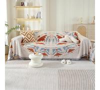 VanderHOME Multifonction Jeté de Canapé Grande Taille, Réversible Couvre Canapé Jete de Canape Polyvalente,Grande Couverture avec Frange délicate 180 * 340cm-Style Chinois