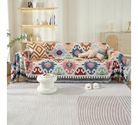 VanderHOME Multifonction Jeté de Canapé Grande Taille, Réversible Couvre Canapé Jete de Canape Polyvalente,Grande Couverture avec Frange délicate 180 * 380cm-Géométrique Classique