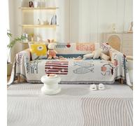 VanderHOME Multifonction Jeté de Canapé Grande Taille, Réversible Couvre Canapé Jete de Canape Polyvalente,Grande Couverture avec Frange délicate 180 * 340cm-Chatons