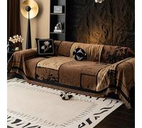 VanderHOME Multifonctionnel Chenille Plaid Couverture Canape Décoratifs Jeté de lit ou Jeté de canapé Doux et Confortable Couvre Canapé de canapé Chambre Salon 180 * 300cm-Curry