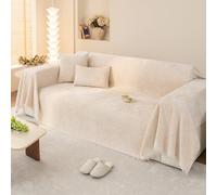 VanderHOME Multifonctionnel Plaid Canape Grande Taille, Simple De Couleur Unie Jeté de canapé, CouBeigeure de canapé en Chenille Douces et Chaudes pour canapé, lit, Fauteuil 180 * 180cm-Beige
