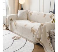 VanderHOME Multifonctionnel Plaid Canape Jete de Canape Grande Taille,Housse de Canapé, Canapé élégant à Motif Papillon Plaid, Couverture Canapé Résistante Aux Griffes de Chat 180 * 340cm-Cari Foncé