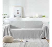VanderHOME Multifonctionnel Plaid Couverture de canapé Grande Taille Décoratifs Jeté de lit ou Jeté de canapé Doux et Confortable Couvre Canapé de canapé Chambre Salon 180 * 380cm Gris Clair