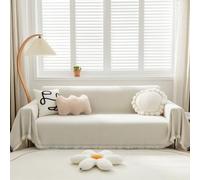 VanderHOME Multifonctionnel Plaid Couverture de canapé Grande Taille Décoratifs Jeté de lit ou Jeté de canapé Doux et Confortable Couvre Canapé de canapé Chambre Salon 180 * 380cm Mi Blanc