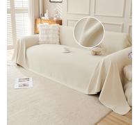VanderHOME Multifonctionnel Pure Couleur Jeté de lit ou Jeté de canapé 1/2/3/4 Places Grande Taille Décoratifs Housse de Canapé Imperméable Couvre Canapé Chambre Salon 180 * 300cm-Beige