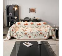 VanderHOME Plaid Canape, Jeté de Canapé Respirante, Jete de Canape Grande Taille,Décoratifs Jetés de lit, Motif d'Orchidée Jade Multifonctionnel Plaid Jeté de Lit 180 * 300cm-Orange