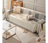 VanderHOME Serviette de Canapé Housse de Lit Grande Taille Housse de Canapé 1 2 3 4 Places,Réversible Couvre Canapé Jete de Canape Polyvalente avec Décoratifs Glands 180 * 300cm-Gris