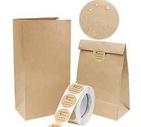 Vandicka 100 Pcs Sachet Papier Marron 24x13x8 cm | Sac Alimentaire, Cadeau, à Emporter | Pour Anniversaire, Mariage, Noël | Kraft Pour Pain, Pâtisserie, Bonbons, Biscuits