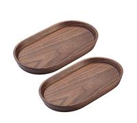 Vandroop Lot de 2 mini plateaux de service pour fêtes, petit plateau décoratif pour thé et café, assiettes ovales en bois pour servir des aliments pour apéritif et légumes pour salle de bain 20 x 11