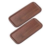 Vandroop Lot de 2 plateaux de service en bois, petits plateaux pour décoration et rangement, assiettes rectangulaires en bois pour servir de la nourriture, du thé et du café, plateau décoratif pour