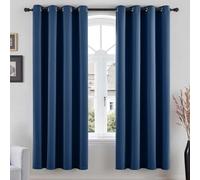Vangao Rideau Occultant à Oeillets Fenetre 140Lx200Hcm Lot de 2 Bleu Foncé | Rideau Thermiques Opaque 200 cm Hauteur Anti Chaleur pour Maison Chambre Salon Boheme Moderne, Rideaux Intérieurs Decoration