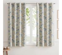 Vangao Rideau Occultant de Chambre Enfant Cuisine Salon Fenetre Floral Bleu et Vert Moderne 132L x 160H cm Lot de 2 Boheme Opaque Vintage Rideau Motif Polyester Interieur Décoration, à Œillets