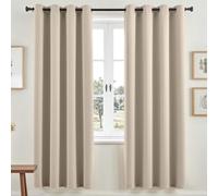 Vangao Rideau Occultant Thermiques à Oeillets 140Lx200H cm Lot de 2, Beige | Rideau Thermiques Opaque Anti Chaleur pour Maison Chambre Salon Boheme Moderne, Rideaux 200 cm Hauteur Intérieurs Decoration