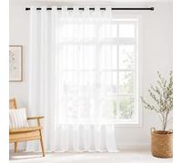 Vangao Rideau Voilage à œillets Salon Chambre 300Lx260Hcm Lot de 1 Blanc | Uni Rideaux Moustiquaire pour Fenetre Enfant Adulte Boheme Voile Interieur Moderne, 260cm Hauteur Transparent