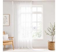 Vangao Rideau Voilage Moustiquaire Salon Chambre 200Lx260Hcm Lot de 1 Blanc | Uni Gros Rideaux Moustiquaire pour Rail Ruflette Fenetre Enfant Adulte Boheme Voile Interieur Moderne, 260cm Hauteur