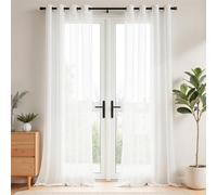 Vangao Rideaux Voilage à œillets Salon Chambre 140Lx260H cm Lot de 2, Blanc | Uni Rideaux Moustiquaire pour Fenetre Enfant Adulte Boheme Voile Interieur Moderne, 260cm Hauteur Transparent